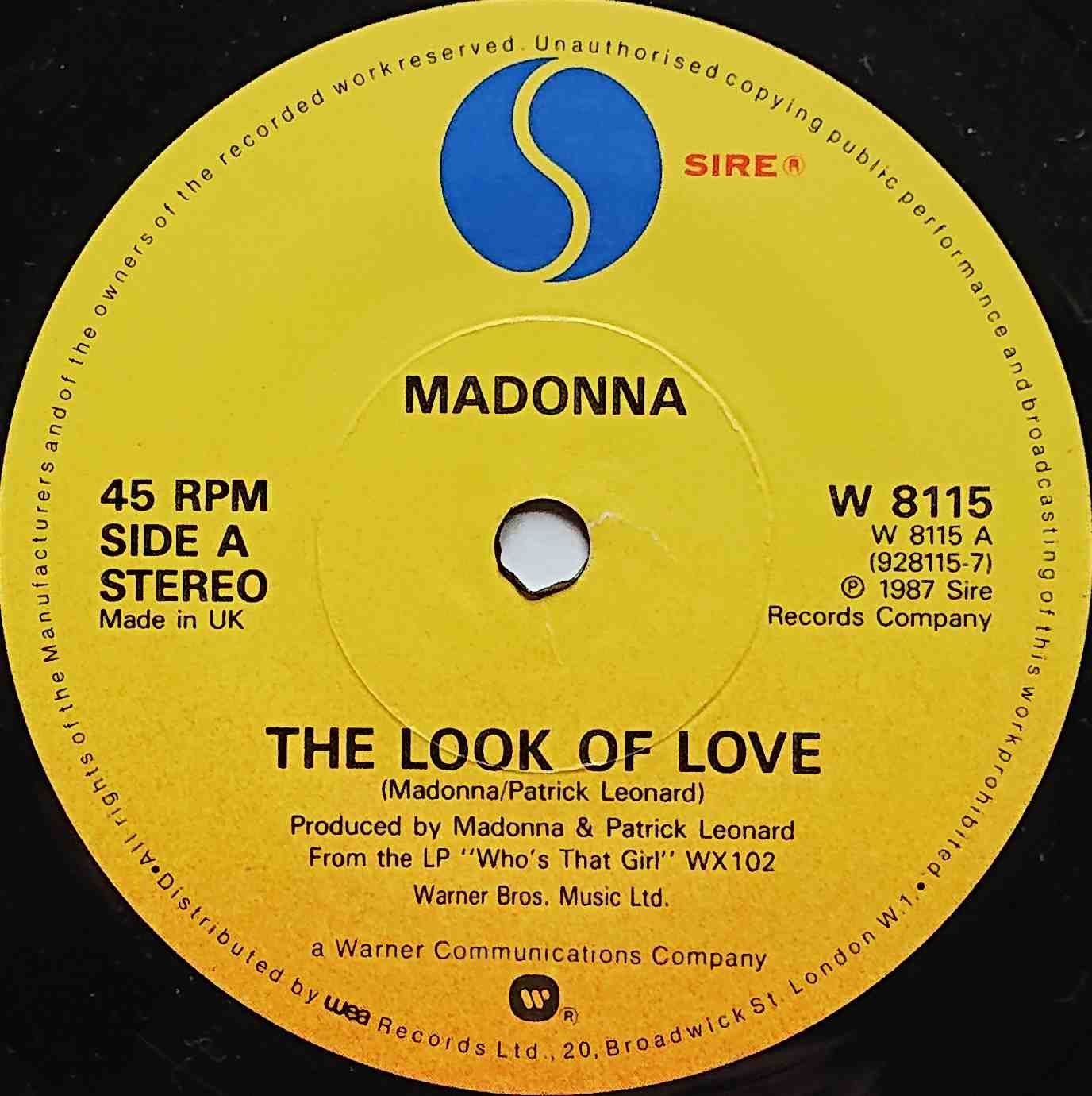W 8115 The look of love Madonna  Label